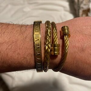 Gold-Tone Roman Numeral Cuff Bracelet - Men's Accessory